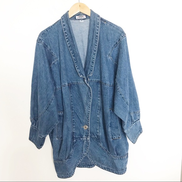 Vintage Jackets & Blazers - Vintage oversized jean denim jacket 80s 90s Med